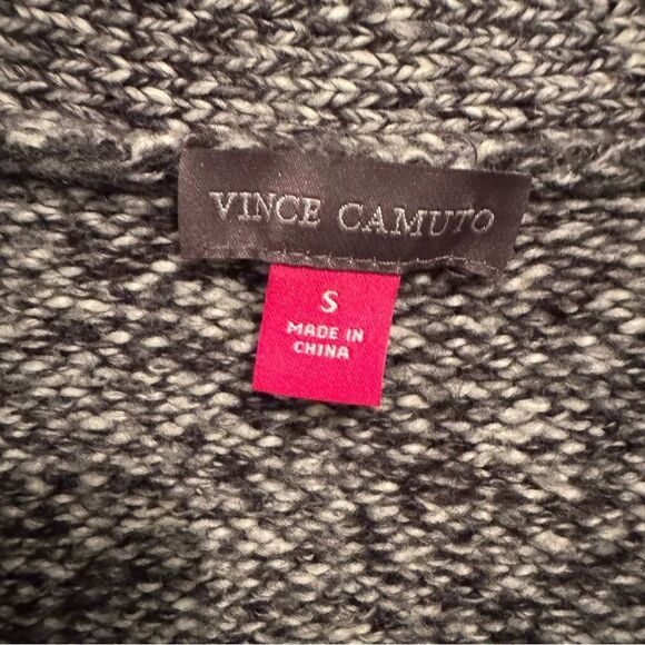 Vince Camuto Womens Sweater Size Small Open Front Cardigan Black Gray Fair Isle - Picture 7 of 7